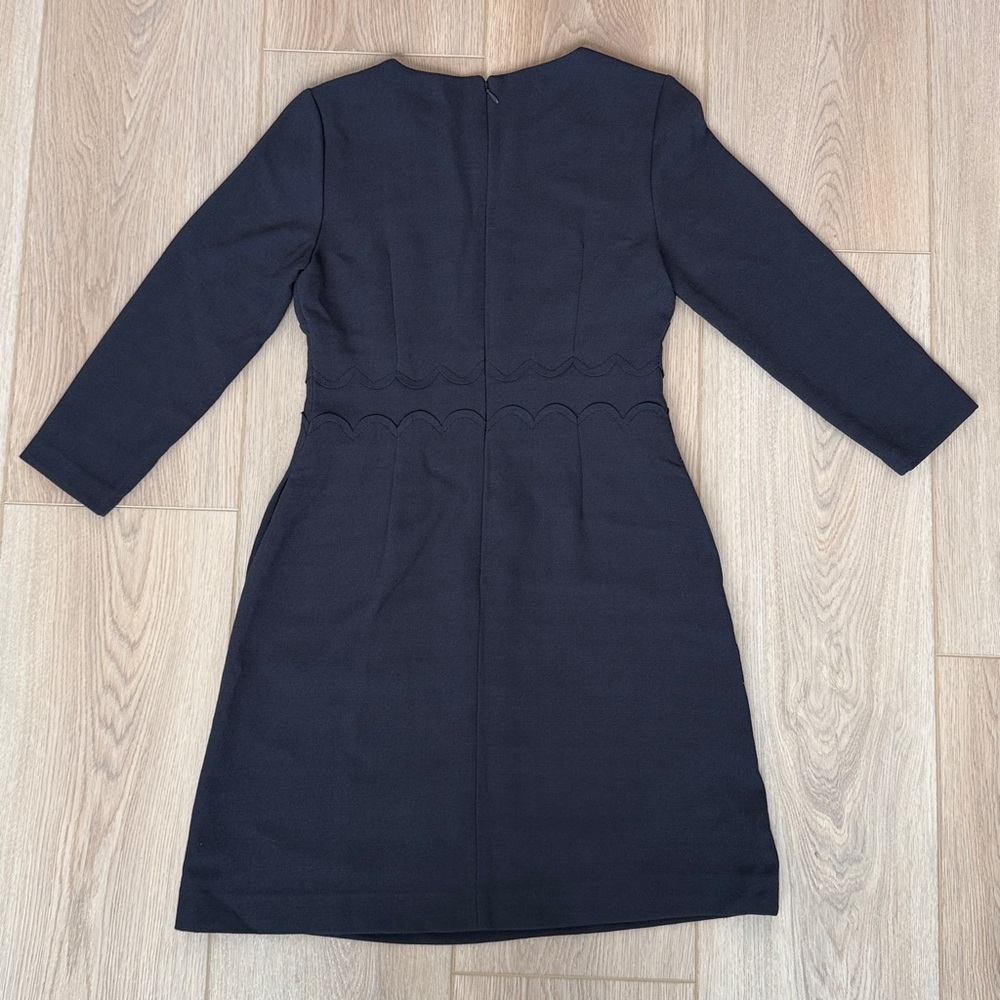 Banana Republic Scalloped Waist 3/4 Sleeve Sheath Midi Dress, Charcoal Gray - Picture 9 of 13